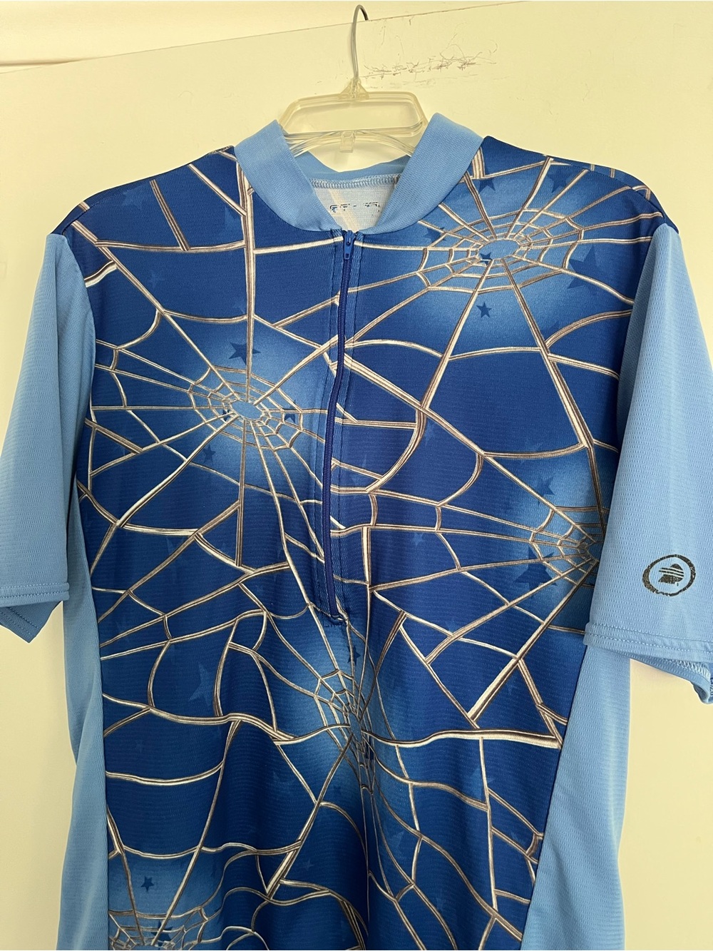Men's Blue Short-Sleeve Athletic Cycling Jersey